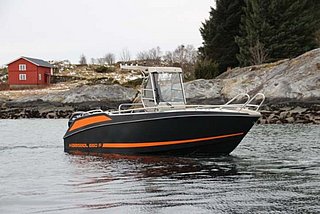 Entschuldigung, das scheint ein Fehler zu sein. Das Bild zeigt ein modernes Angelboot auf einem See, umgeben von Bäumen und einem roten Gebäude. Ideal für Angelurlaub in malerischer Natur.